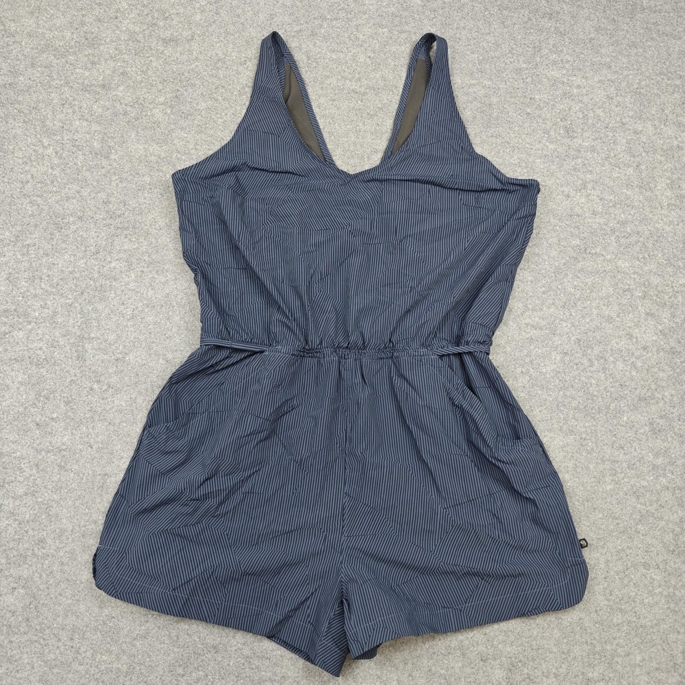 Mountain Hardwear Romper Womens XL Blue Striped Sleeveless V Neck Pockets Short